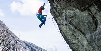 Man using Edelrid rock Climbing Harness